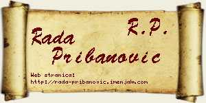 Rada Pribanović vizit kartica